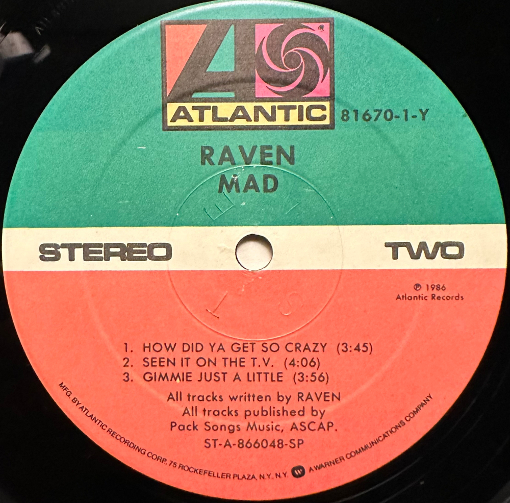 Raven- Mad (США 1986г.) 12", 45 RPM