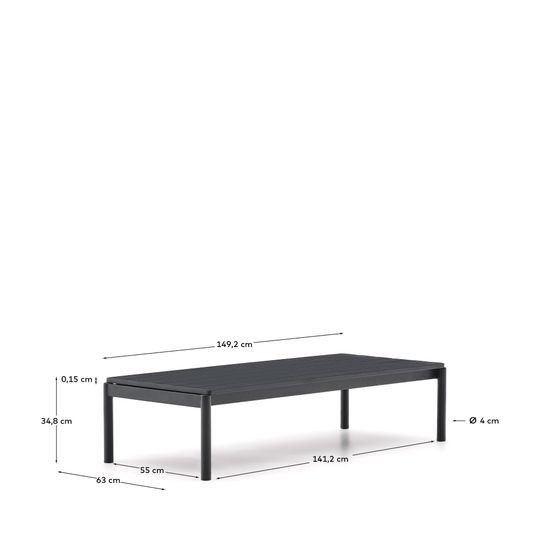Журнальный столик Sorells из серого алюминия 63 x 149 см