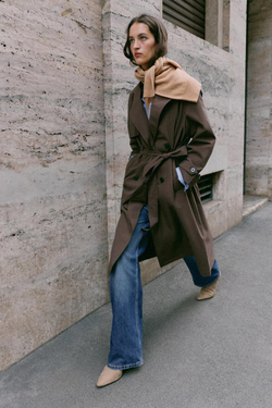 ZARA ЗАМШЕВЫЕ БОТИЛЬОНЫ НА КАБЛУКЕ, СЕРО-КОРИЧНЕВЫЙ