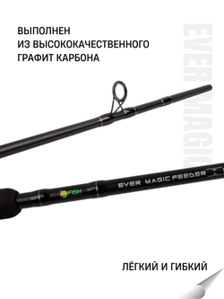 Удилище фидерное "EVER MAGIC FEEDER" FISH CRYSTAL , тест до 90 г, 3.90 м, 3+3 tips