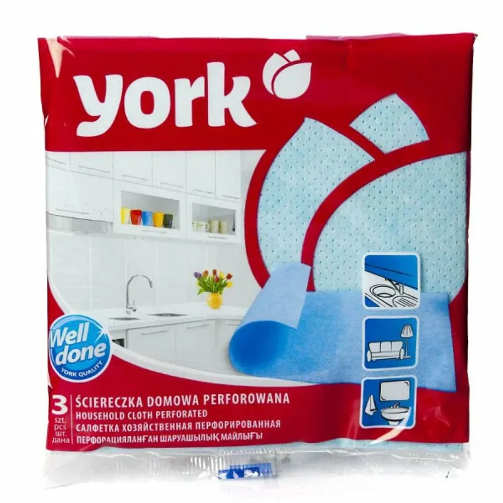 Салфетки вискозная перфорированная YORK 6 шт 34х35 см