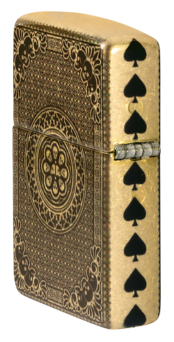 Зажигалка ZIPPO Ace of Skulls Design с покрытием 540 Tumbled Brass, латунь/сталь, золотистая, 38x13x