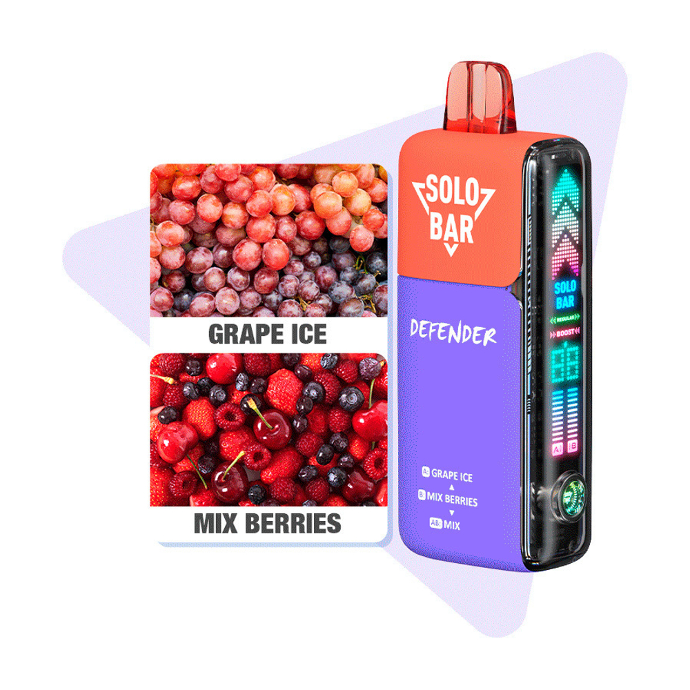 SOLOBAR DEFENDER 40K - Grape Ice / Mix Berries (5% nic)
