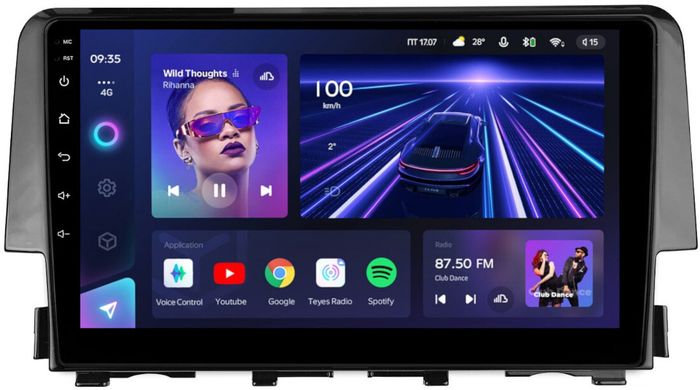 Магнитола для Honda Civic 10 2015-2021 - Teyes CC3 монитор 9" QLED на Android 10, Быстрая, CarPlay, 4G SIM-слот