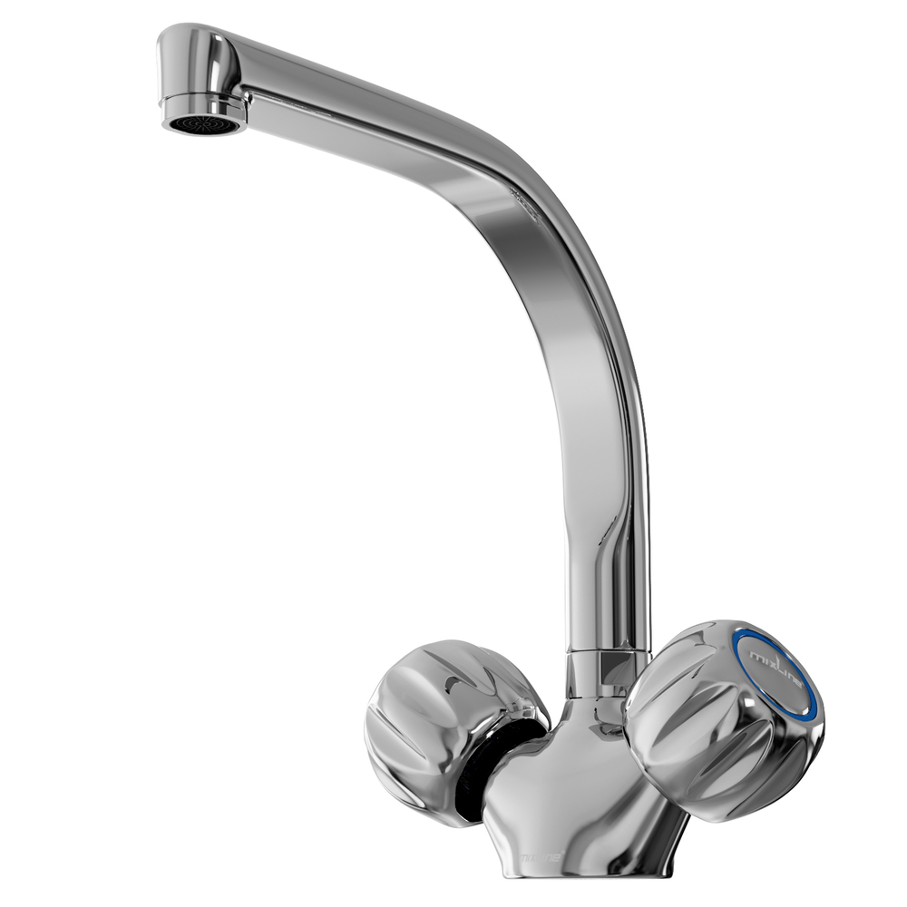 Смеситель для кухни 1/2 кер. MIXLINE МЛ02-031 (ML02-031) высокий излив п/гайку (без подводки)