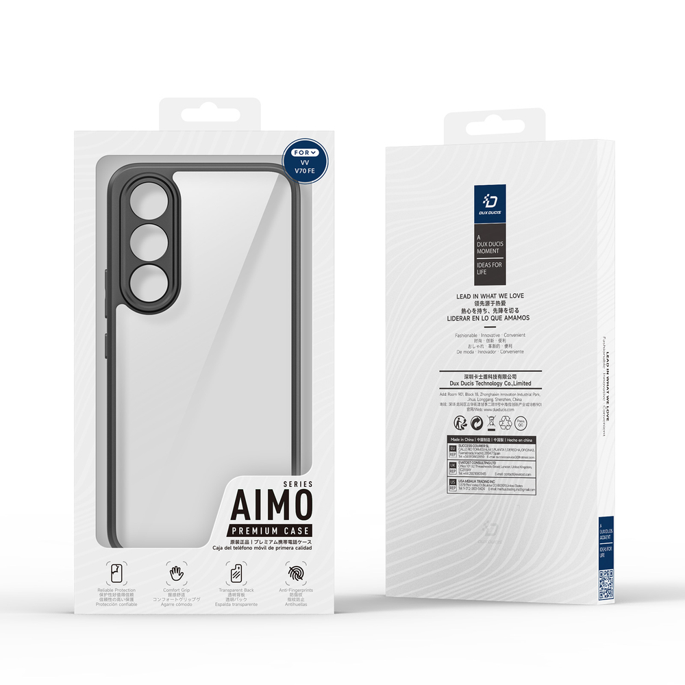 Чехол прозрачный с черными рамками для Vivo V70 FE, серия Aimo Series Case от Dux Ducis