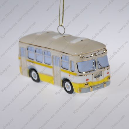 Фарфоровая ёлочная игрушка Автобус