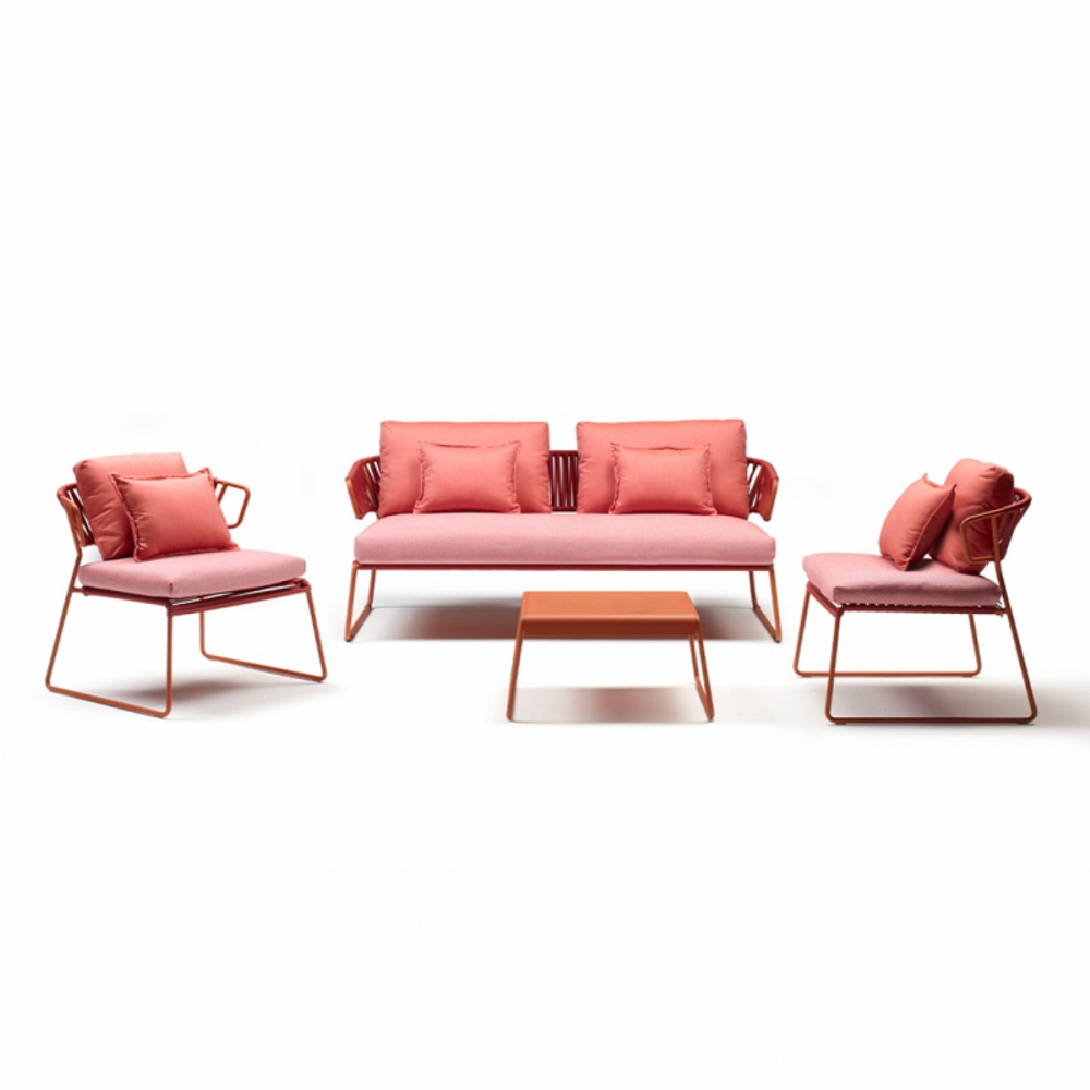 Диван плетеный с подушками Scab Design Lisa Sofa Club, терракотовый