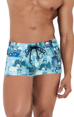 Синие мужские плавки-боксеры с принтом Cassiel Swimsuit Boxer (Размер: M) (Цвет: синий)