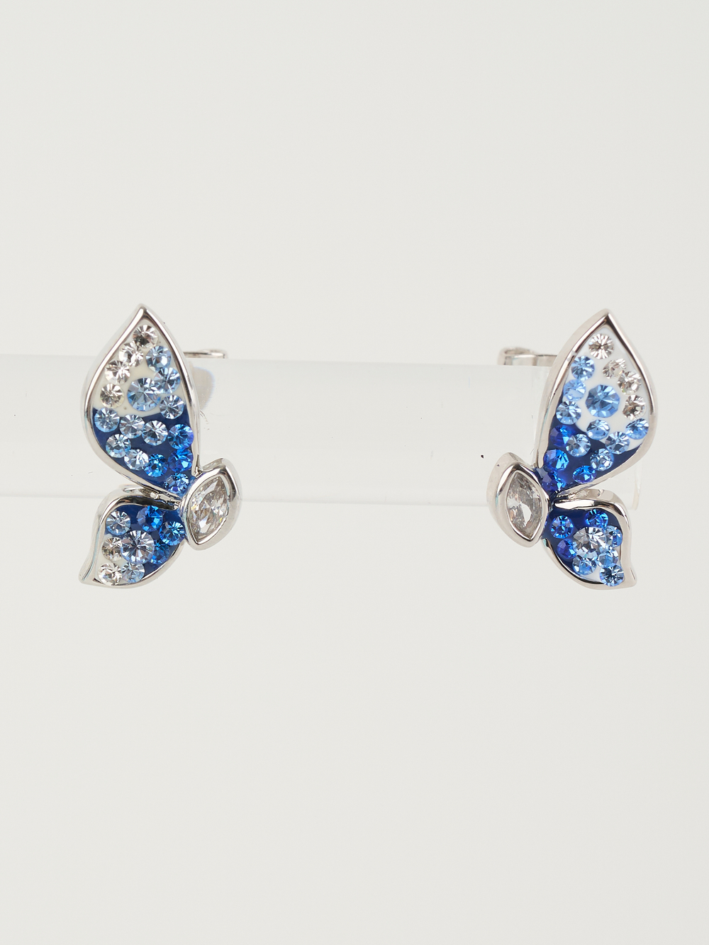 Серьги Голубая бабочка с кристаллами Swarovski