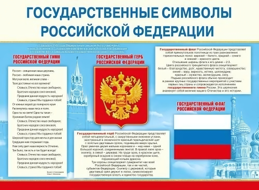 Плакат А2 "Государственные символы РФ" (Мир поздравлений)