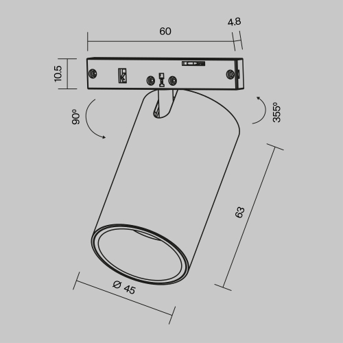 Магнитный трековый светильник Maytoni Focus Led TR187-1-9W2.7K-M-BW