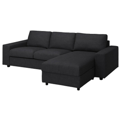 IKEA VIMLE  (ИКЕА ВИМЛЕ)  -  Чехол на диван 3-местный с шезлонгом и широкими подлокотниками - Хилларед антрацит
