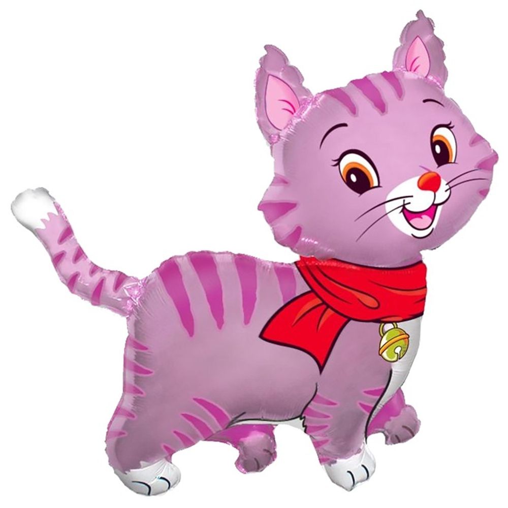 Шар Фигура Кошечка с шарфом розовая Шар Фигура Кошечка с шарфом розовая