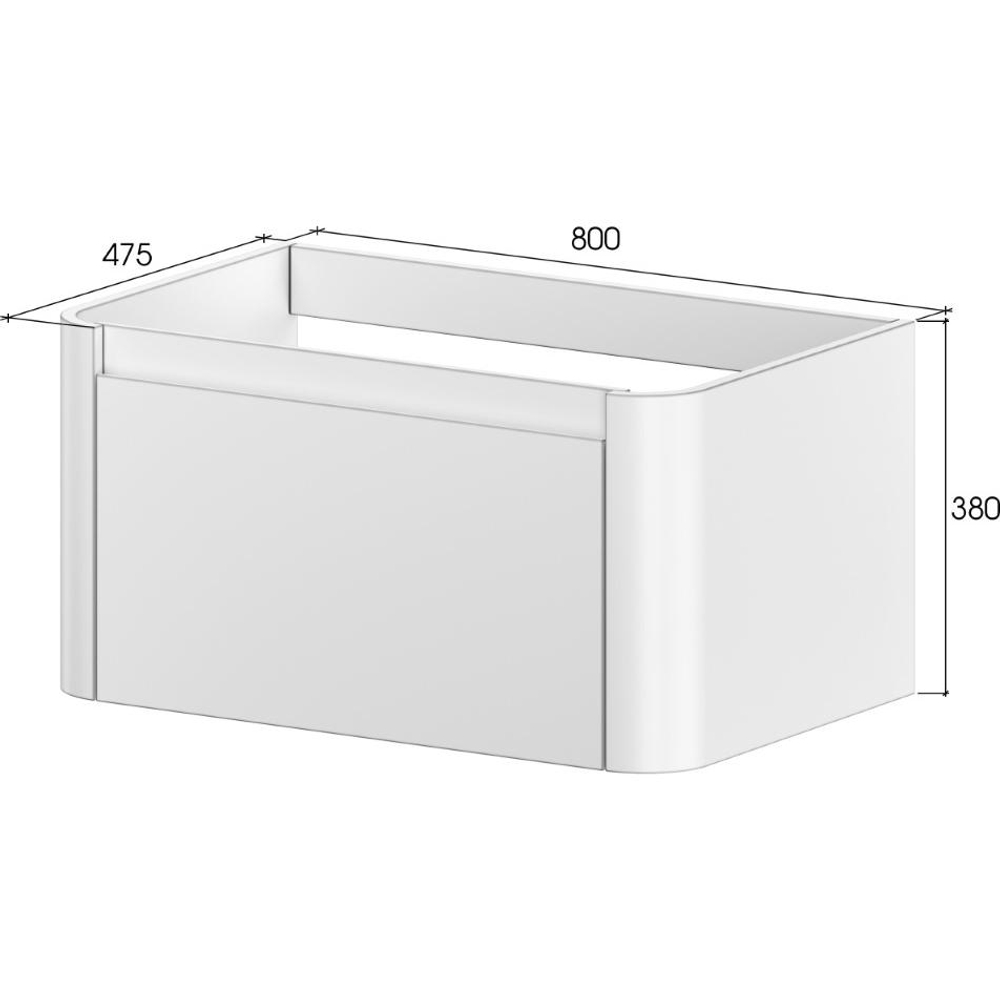 Тумба c раковиной VOI 786-080-MW+782-080-R-MW 80 см, на 1 отверстие, рифленая, MATT WHITE