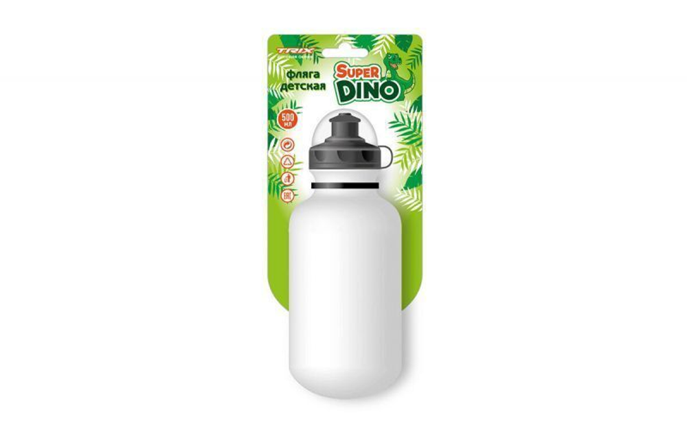 Фляга TRIX Super Dino детская, 500 мл, защитная крышка, LDPE