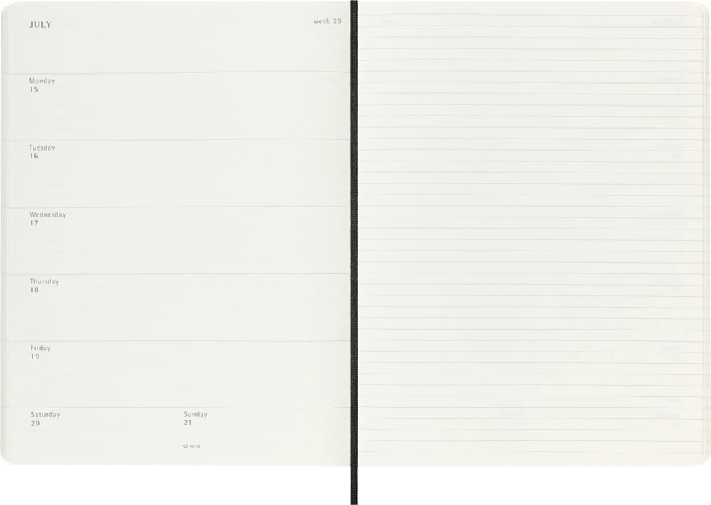 Еженедельник Moleskine Classic Soft WKNT XL (DSB12WN4) 19х25см мягкая обложка черный