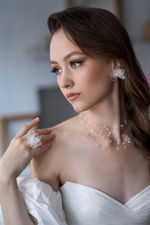 Серьги Орхидеи белые, витраль