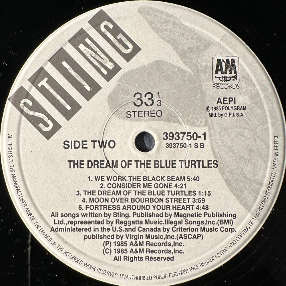 Sting ‎– The Dream Of The Blue Turtles (Греция 1985г.)
