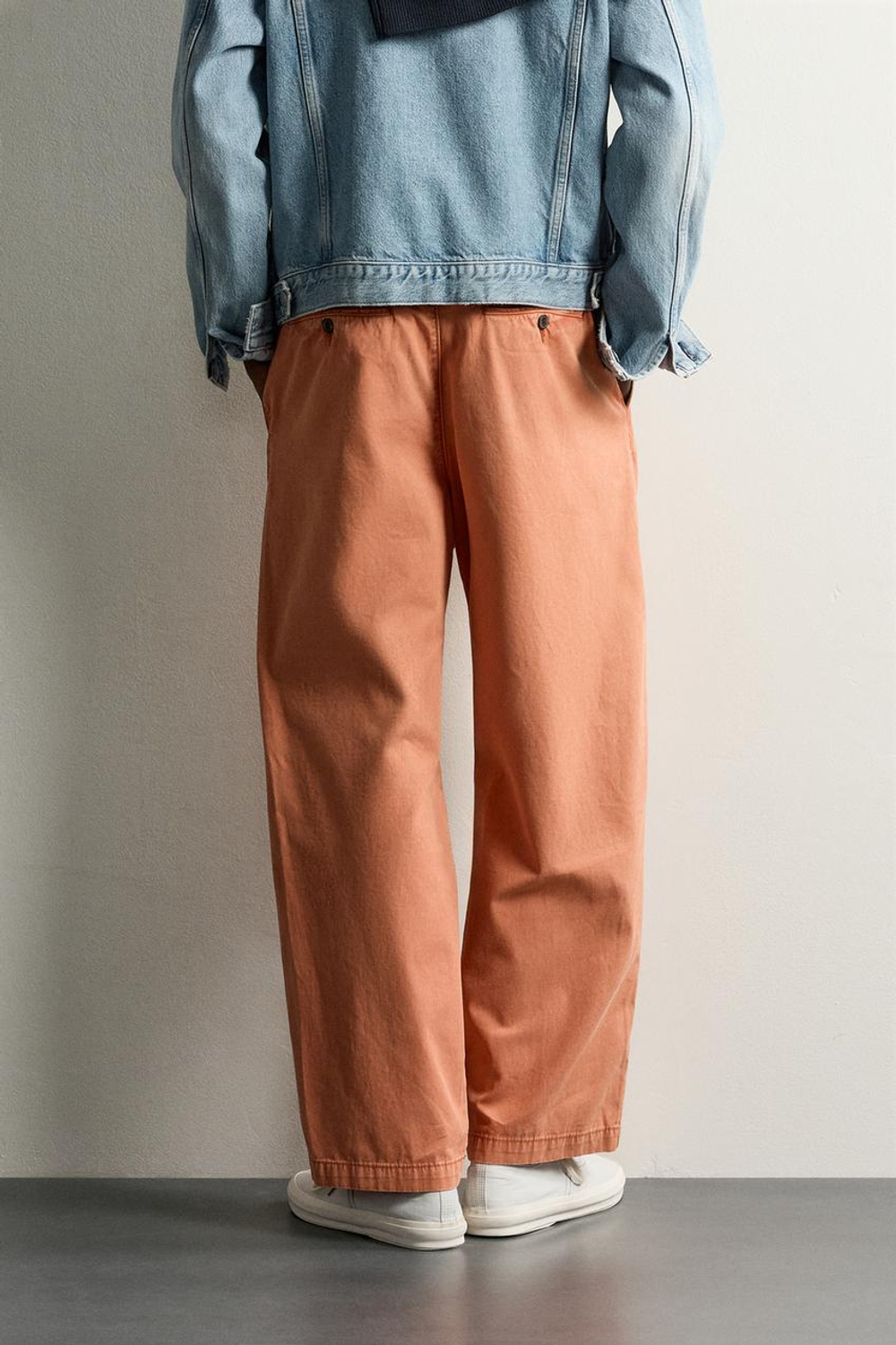 ZARA ВАРЕНЫЕ БРЮКИ ЧИНОС STRAIGHT FIT, ОРАНЖЕВЫЙ