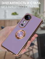 Стильный глянцевый чехол для VIVO V40 / V40 PRO / T3 ULTRA с кольцом-подставкой и бархатной подкладкой
