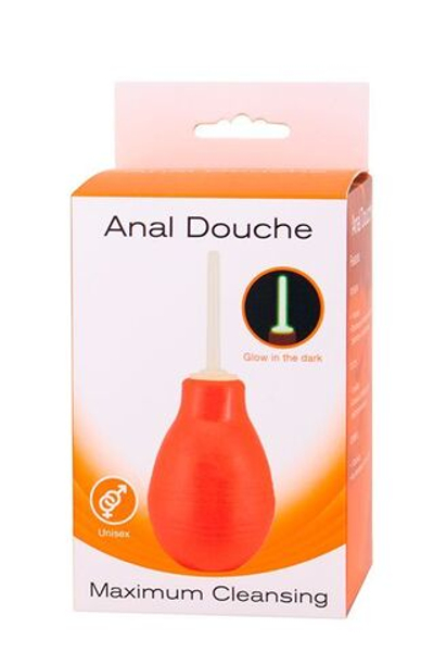 Красный анальный душ ANAL DOUCHE со светящимся в темноте кончиком (Цвет: красный)