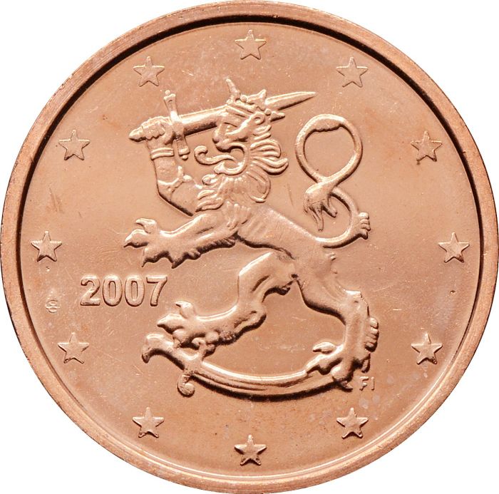 2 евроцента 2007 Финляндия (2 euro cent)