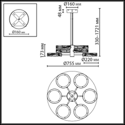 5451/99L L-VISION  ODL_EX26 белый/никель/металл/керамика/акрил Люстра LED 99W  2000К/3000K/4000K Rivera