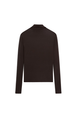 Massimo Dutti Футболка с высоким вротником из 100% шелка - Limited Edition, шоколадно-коричневый