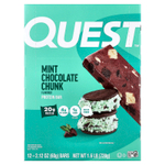 Quest Nutrition, протеиновый батончик, с кусочками мятного шоколада, 12 батончиков по 60 г (2,12 унции)