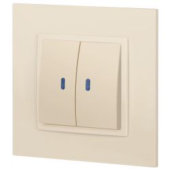 Выключатель ЭРА Elegance 14-1105-02 двойной с подсветкой 10АХ-250В IP20 слоновая кость | Эра Elegance