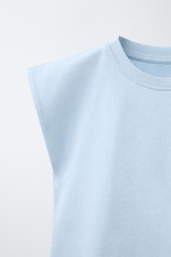 ZARA ОДНОТОННАЯ ФУТБОЛКА HEAVY WEIGHT, НЕБЕСНО-ГОЛУБОЙ