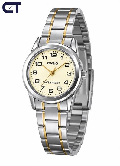 CASIO LTP-V001SG-9B CASIO Collection женские наручные часы — двухцветный стальной браслет, золотистый циферблат и винтажная классика