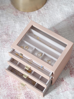 Органайзер для украшений и часов со стеклянной крышкой Stackers Classic Jewellery Box, 3 секции - White Pebble