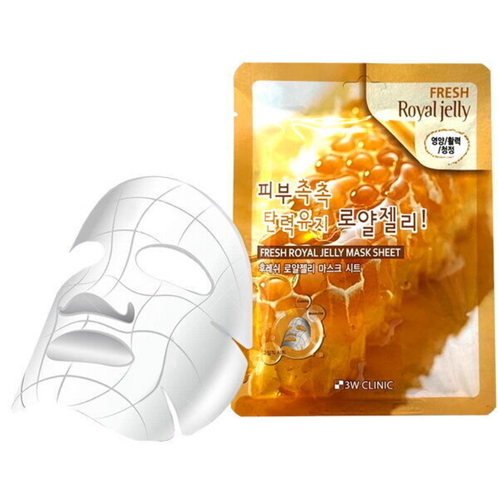 Тканевая маска для лица с маточным молочком 3W Clinic Fresh Royal Jelly Mask Sheet, 23гр