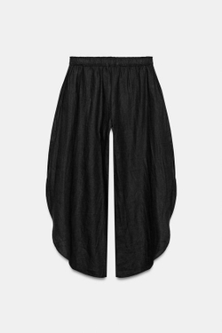 ZARA БРЮКИ ИЗ ЛЬНА С РАЗРЕЗАМИ — ZW COLLECTION, ЧЕРНЫЙ