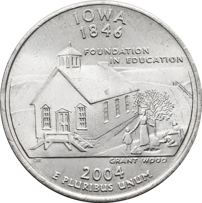 25 центов (1/4 доллара, квотер) 2004 США «Штат Айова» (P)