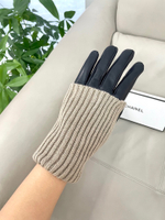 Женские перчатки Chanel с бежевыми трикотажными манжетами — фото 4