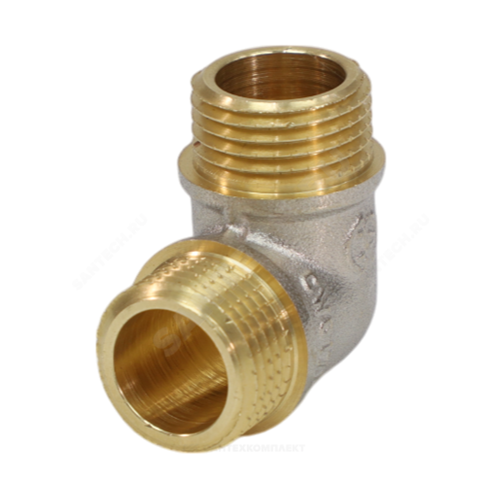 Угольник латунь никель Ду 15 (1/2") НР/НР 9003 ГОСТ 32585-2013 Aquasfera 9003-01