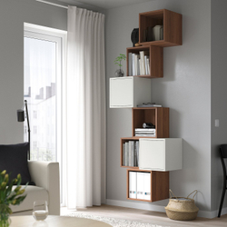 IKEA EKET  (ИКЕА ЕКЕТ)  -  Комбинация настенных шкафов - орех/белый 80x35x210 см