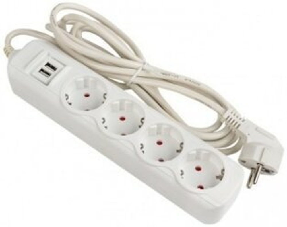 Удлинитель Duwi 5 мест.5м с USB белый