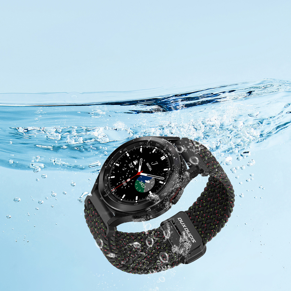 Эластичный ремешок черного цвета (Black Unity) от Dux Ducis для смарт часов Samsung Galaxy Watch 45 и 46мм (размер крепления 22мм), серия Strap (Mixture Pro Series)