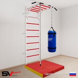 Шведская стенка Sv Sport усиленная 6295 (Турник рукоход/Канат/Цепь/Мешок 15кг/Мат 1м)