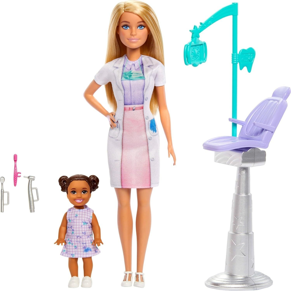 Кукла Barbie Стоматолог с мебелью и ребенком