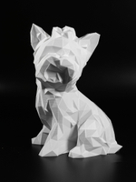 Статуэтка собаки породы Йорк (York dog) полигональная 160мм, 3D печать белая