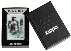Зажигалка Zippo Luis Royo с покрытием Street Chrome, латунь/сталь, серебристая, 38x13x57 мм