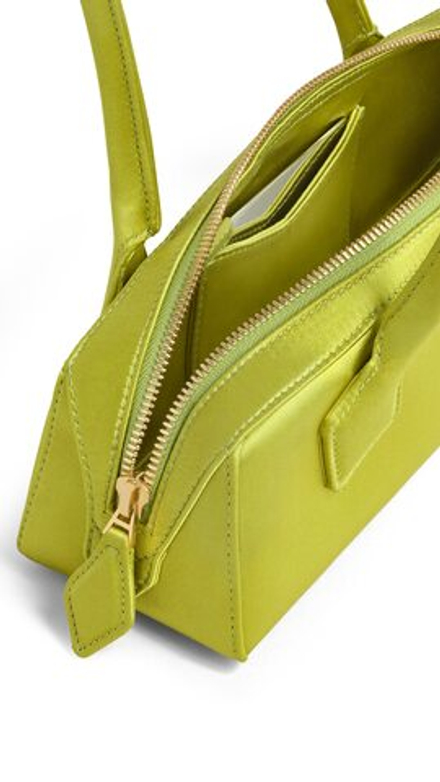 ALAÏA МАЛЕНЬКАЯ СУМКА LE TECKEL ИЗ АТЛАСА, ЛАЙМОВЫЙ
