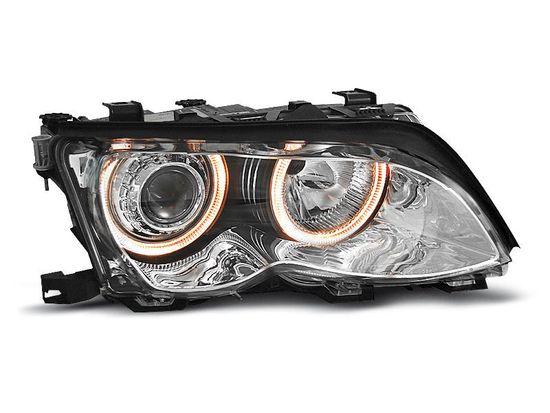 Передние фары Bmw 3 E46 angel eyes chrome