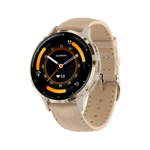 Умные часы Garmin Venu 3S, 41mm, Soft Gold French Grey Leather band (010-02785-55)