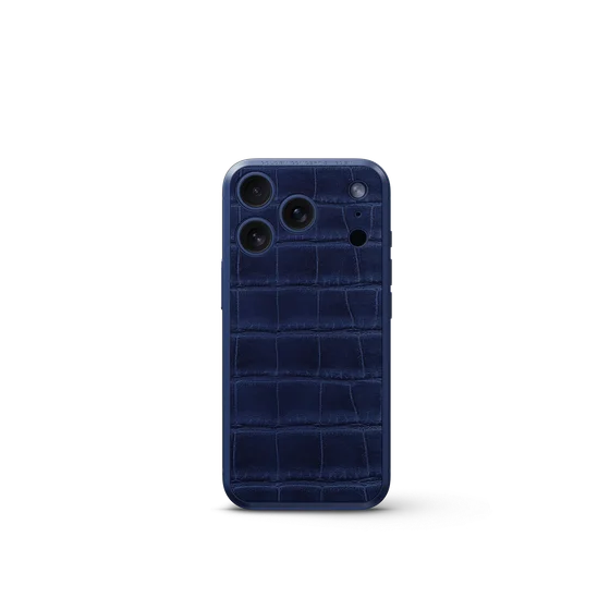 Чехол для iPhone 17 на магните - Натуральная кожа - Тёмно-синий